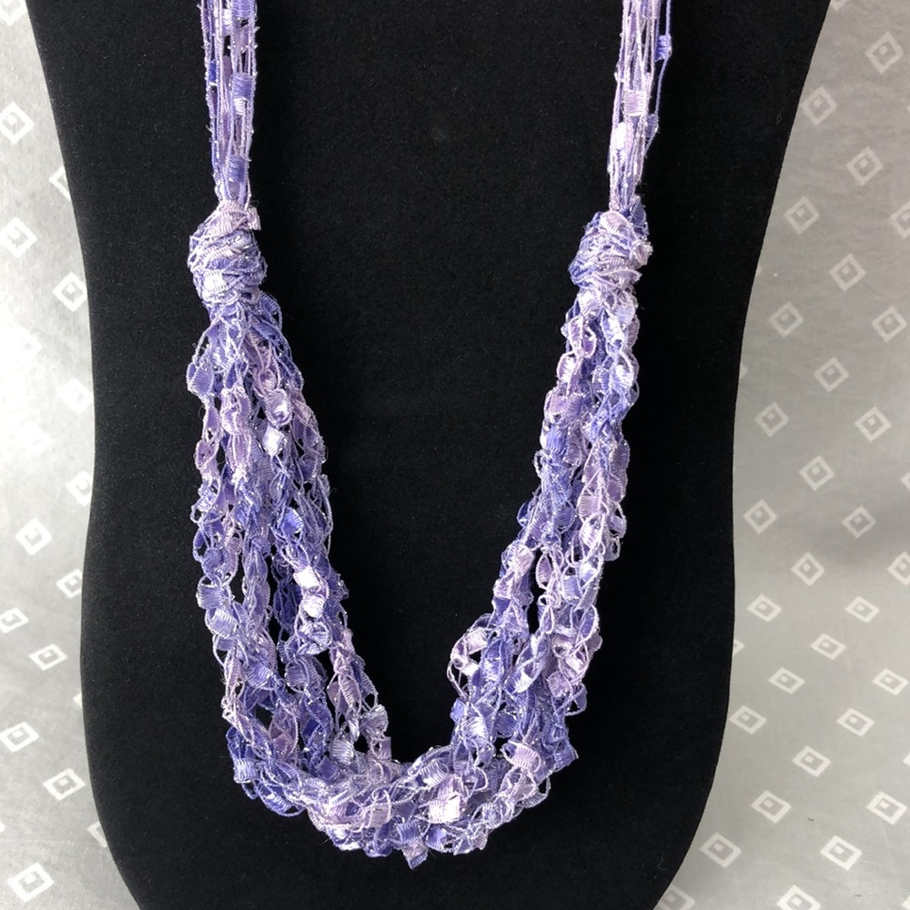 Purple Sparkly Adjustable Crochet Necklace